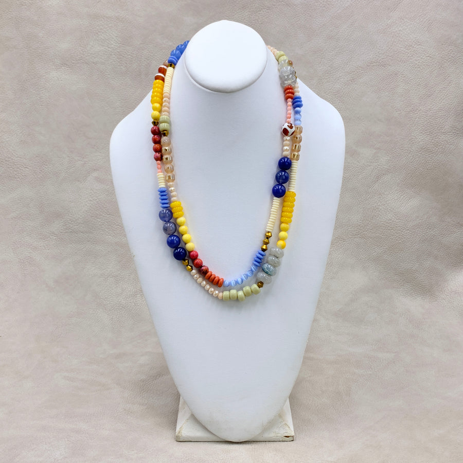 Folk Art Rope Glass Beaded Necklace