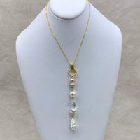 Magnolia Collection Pearl and Agate Chandelier Pendant Necklace