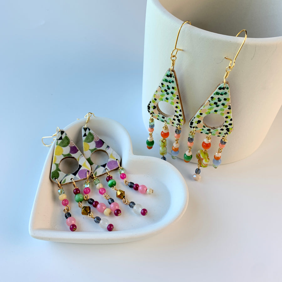 Folk Art Gallery Beaded Chandelier Earrings