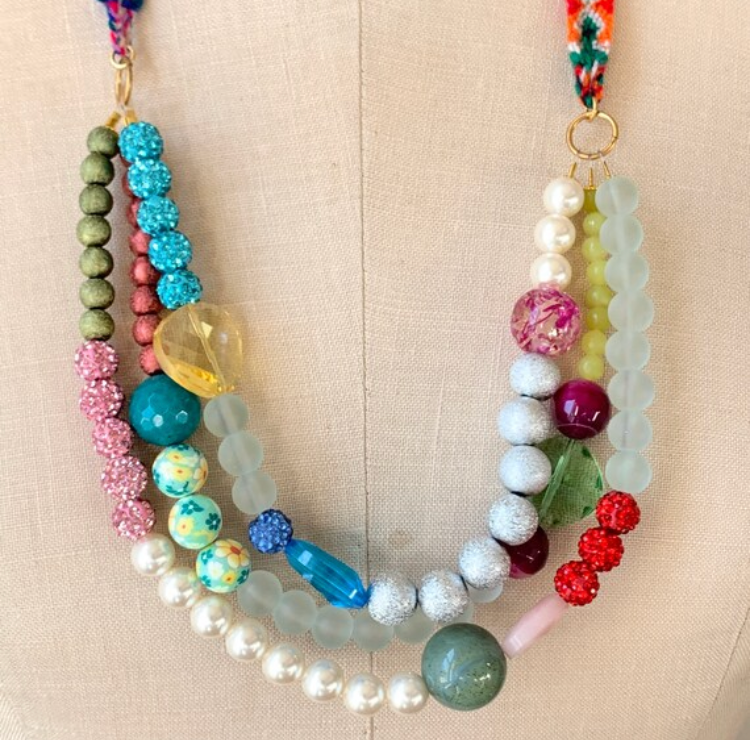Mixed Media Beaded Friendship Bib Necklace