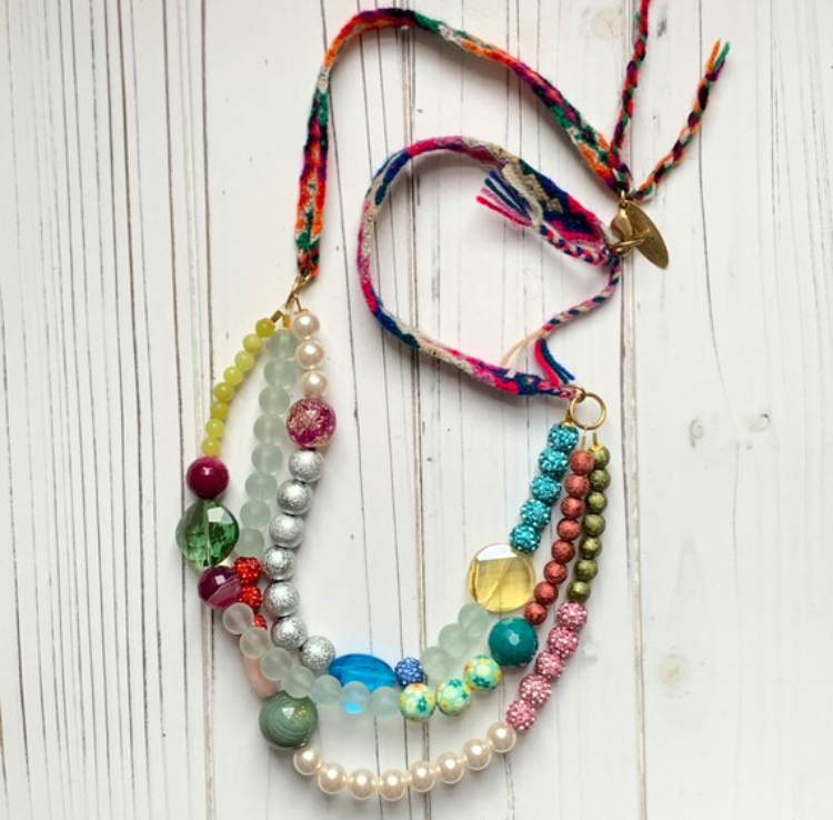 Mixed Media Beaded Friendship Bib Necklace