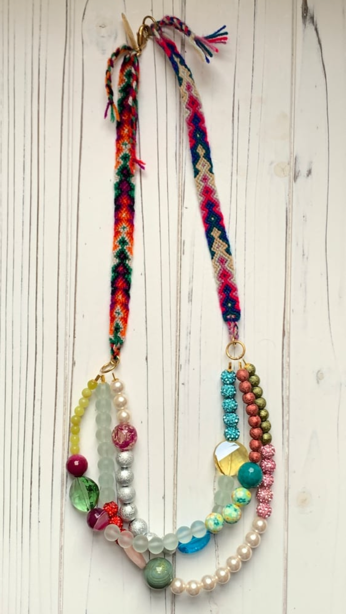 Mixed Media Beaded Friendship Bib Necklace