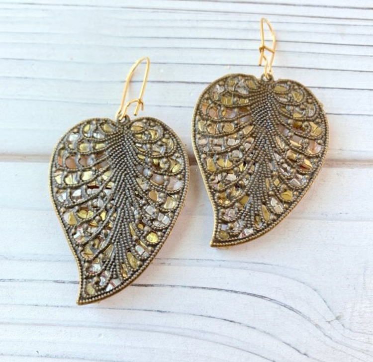 Bromeliad Rhinestone Heart Earrings