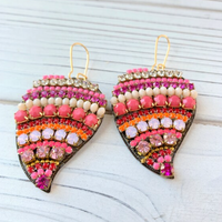 Bromeliad Rhinestone Heart Earrings
