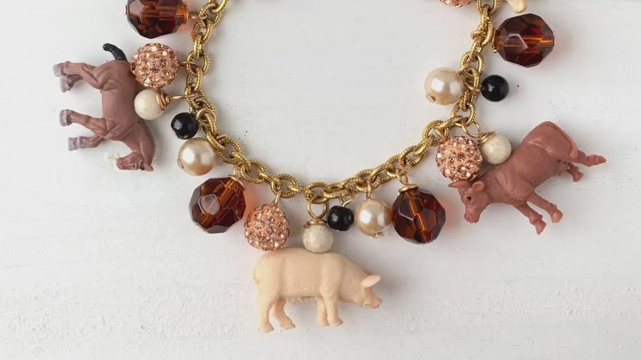 Lenora Dame Greener Pasture Farm Animal Charm Bracelet