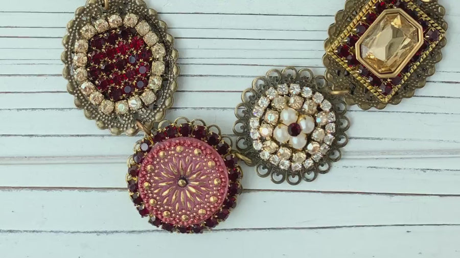 Lenora Dame Ruby Vintage Inspired Statement Necklace