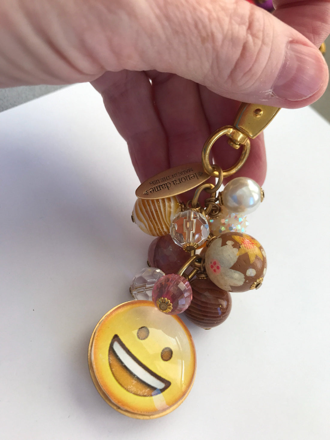Lenora Dame Smiling Emoji Keychain