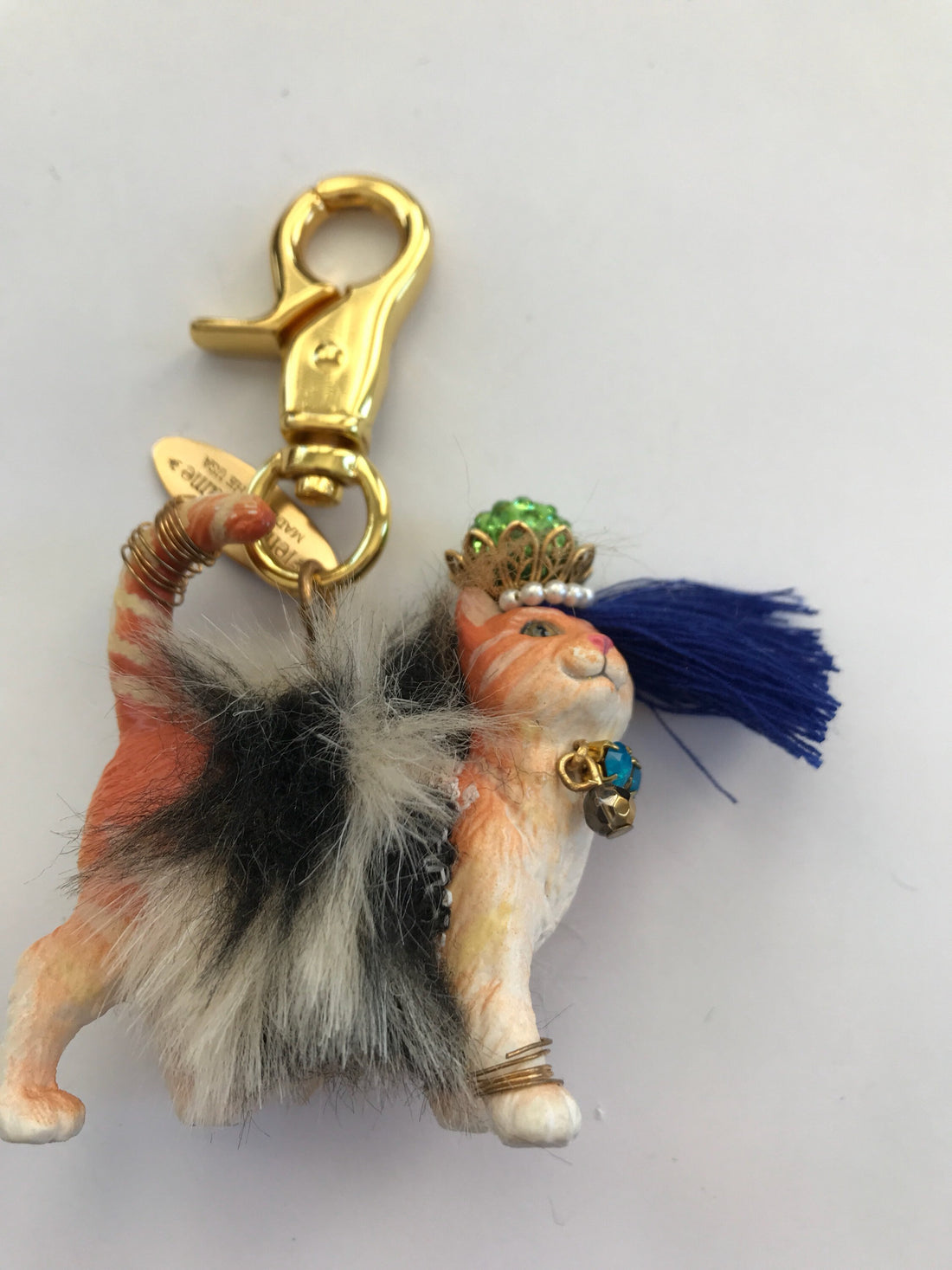 Lenora Dame Tabby Cat Bag Charm - Keychain Charm