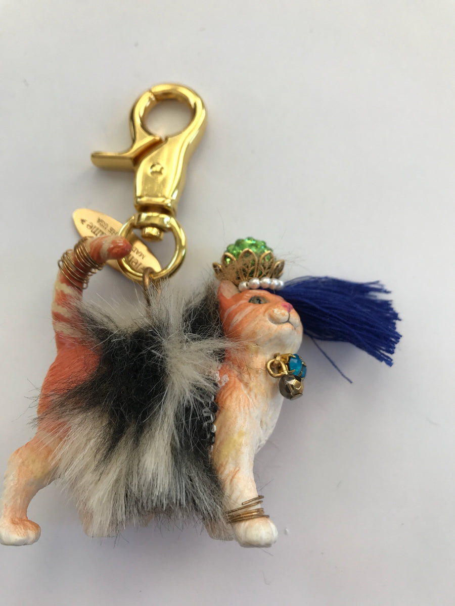 Lenora Dame Tabby Cat Bag Charm - Keychain Charm