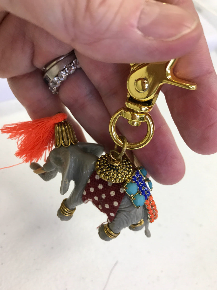 Lenora Dame Embellished Elephant Keychain - Bag Charm