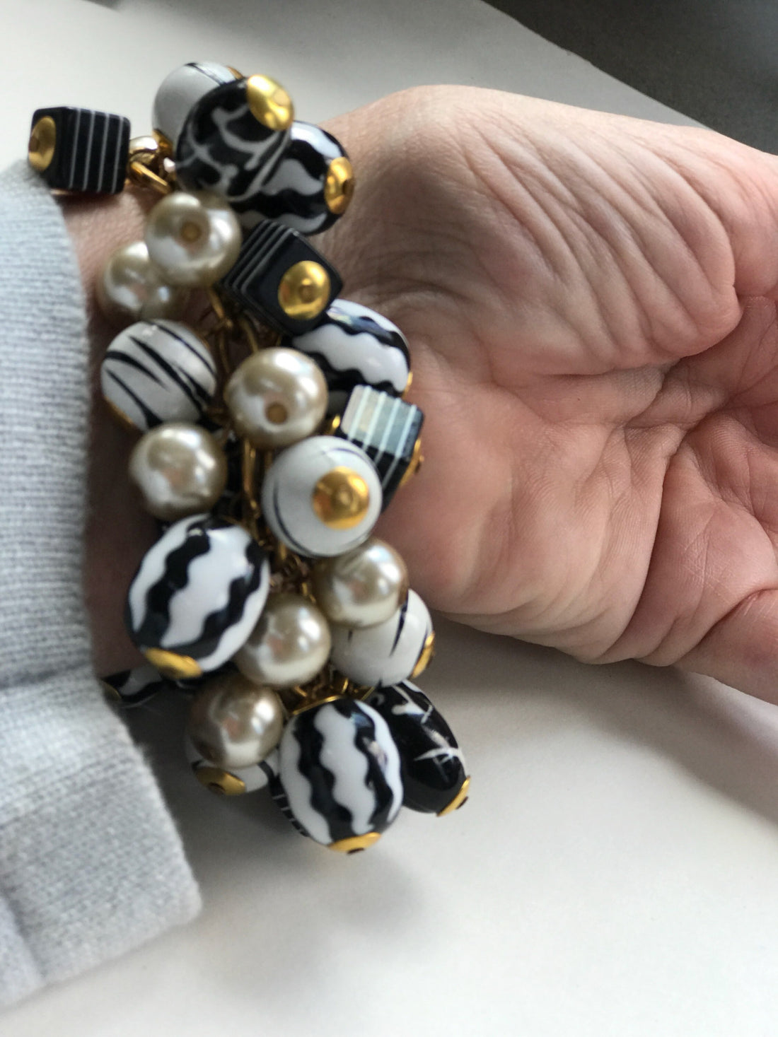 Lenora Dame Black + White Chunky Beaded Bauble Bracelet
