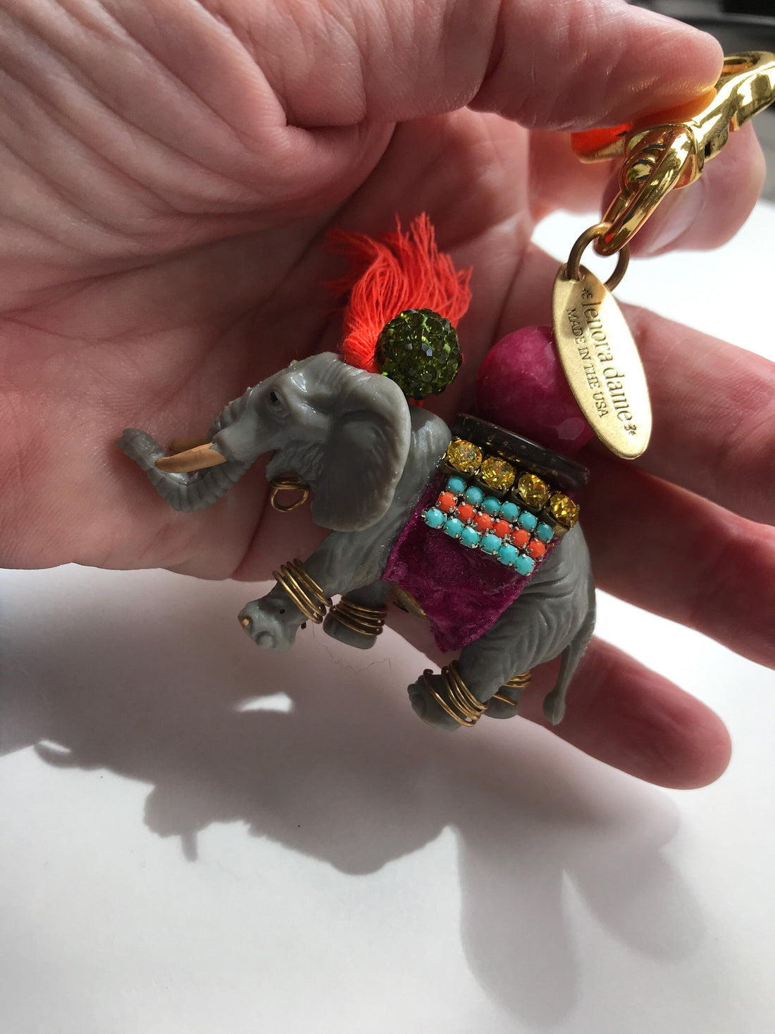 Lenora Dame Circus Elephant Purse Charm - Keychain Charm