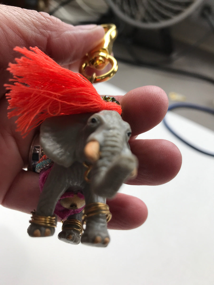 Lenora Dame Circus Elephant Purse Charm - Keychain Charm
