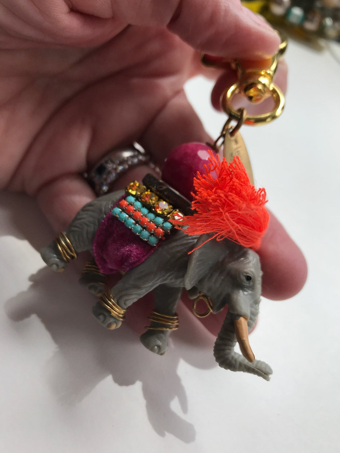Lenora Dame Circus Elephant Purse Charm - Keychain Charm