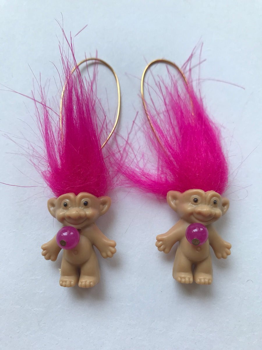 Lenora Dame Hot Pink Troll Earrings