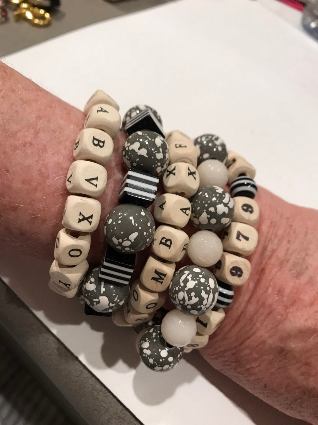Lenora Dame 5-Piece Numbers + Letters Stretch Bracelet Set