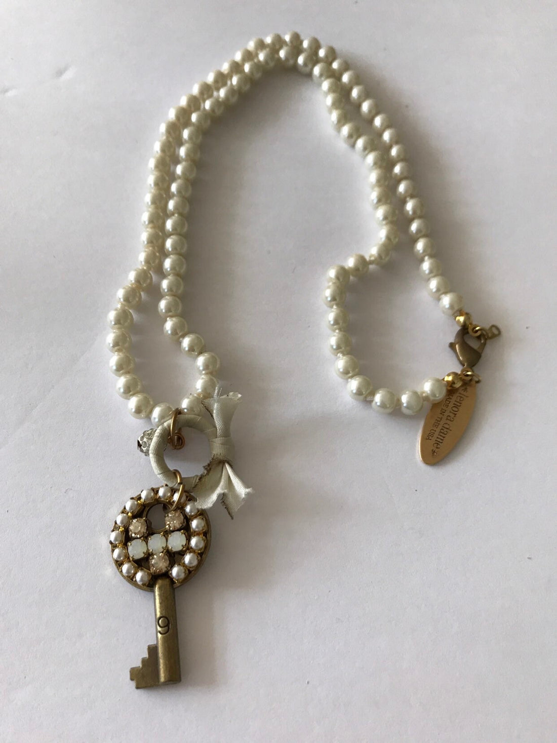 Lenora Dame Knotted Pearl Key to My Heart Necklace