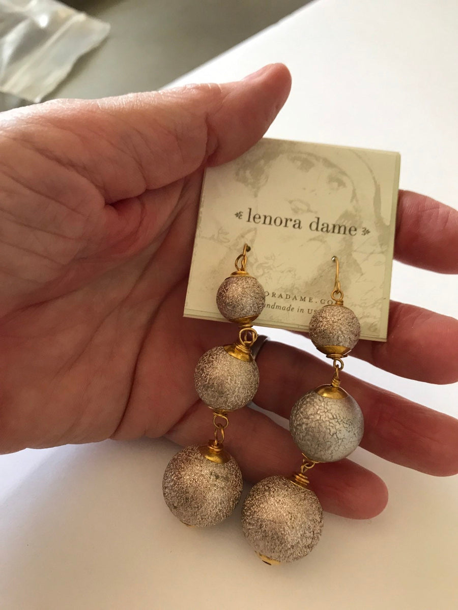 Lenora Dame Stardust Foil Bead Triple Drop Statement Earrings