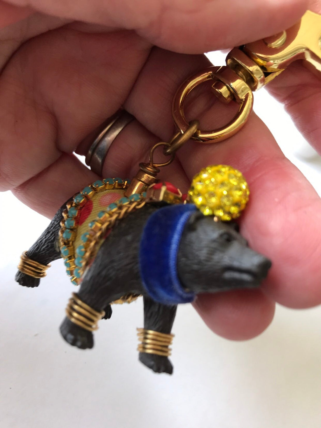 Lenora Dame Circus Bear Keychain Charm