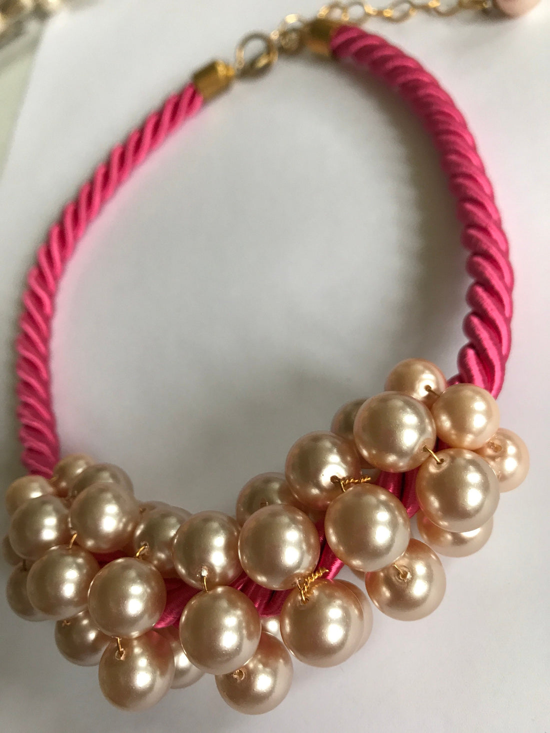 Lenora Dame Fuchsia Choker Necklace with Pearls