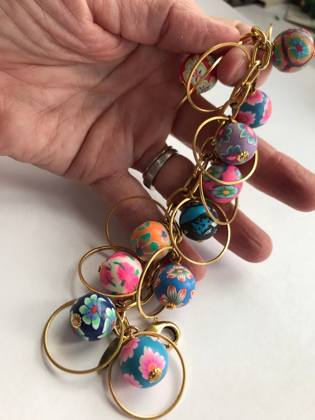Lenora Dame Floral Bead Hoop Bracelet