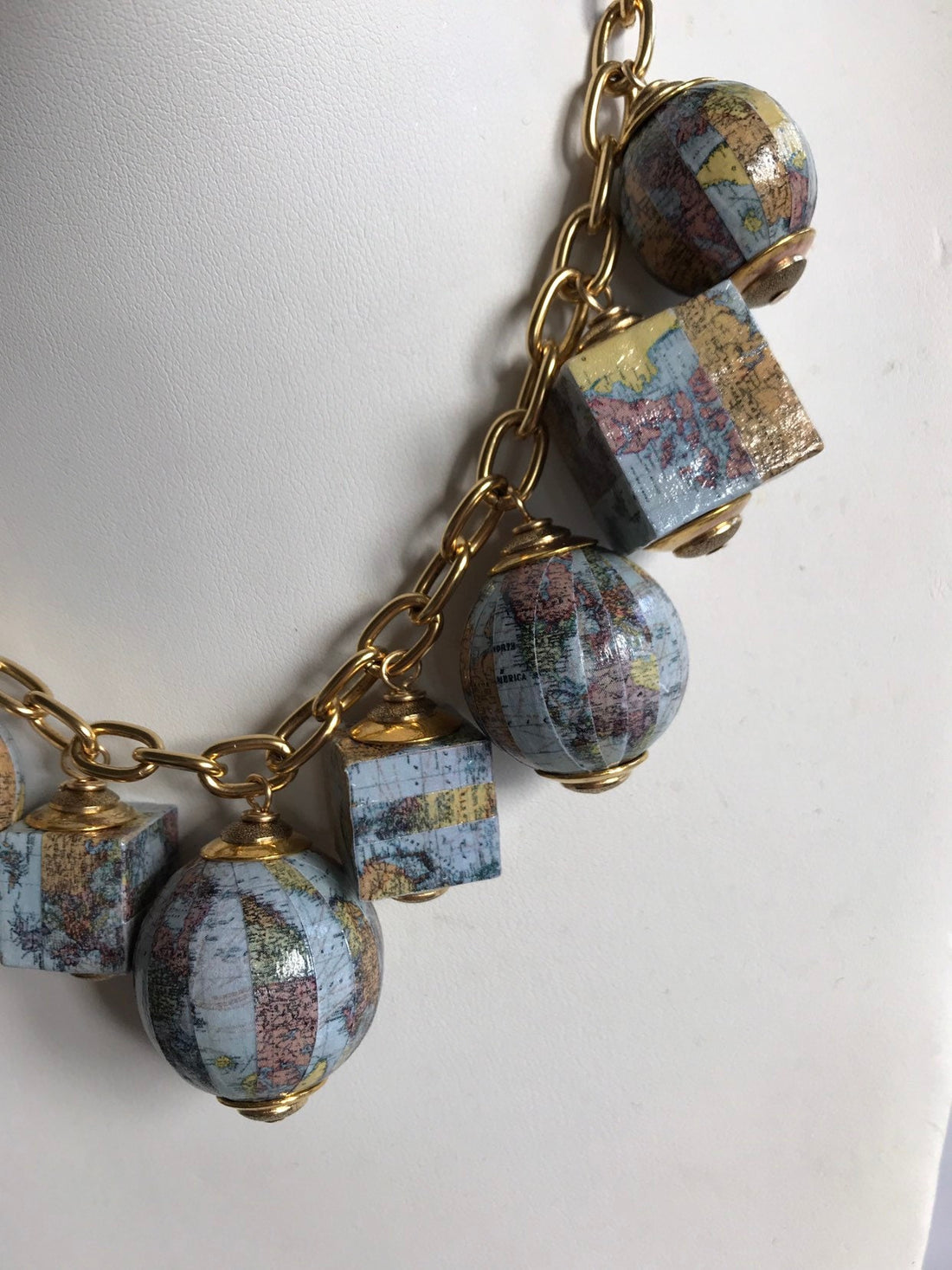 Lenora Dame Wanderlust Traveler Vintage Map Charm Necklace