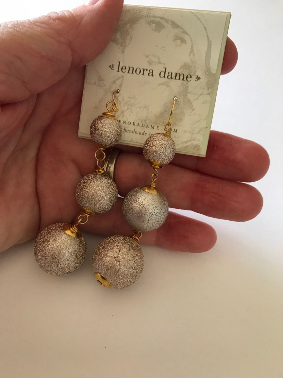 Lenora Dame Stardust Foil Bead Triple Drop Statement Earrings