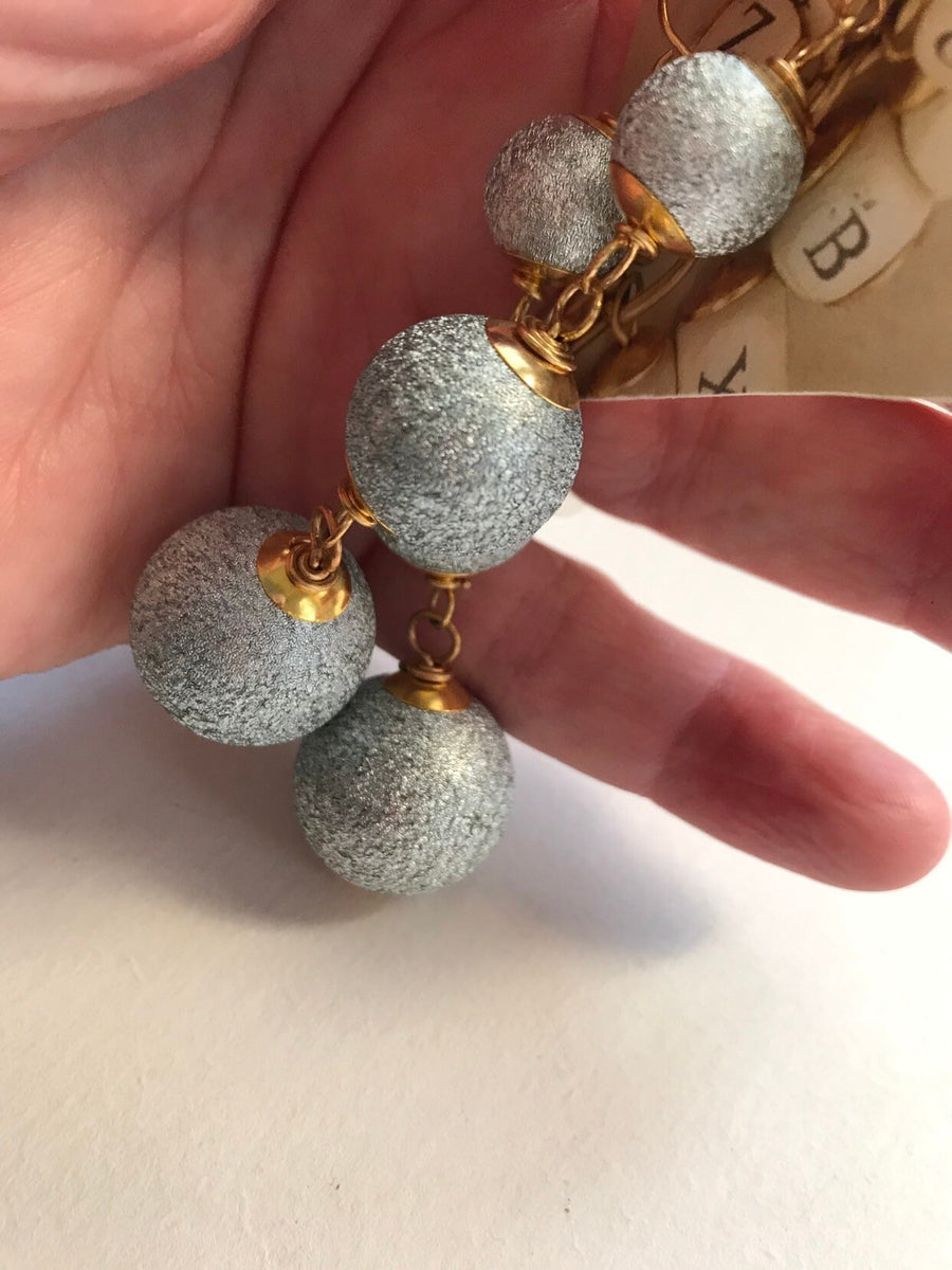 Lenora Dame Frosty Blue Foil Bead Triple Drop Earrings