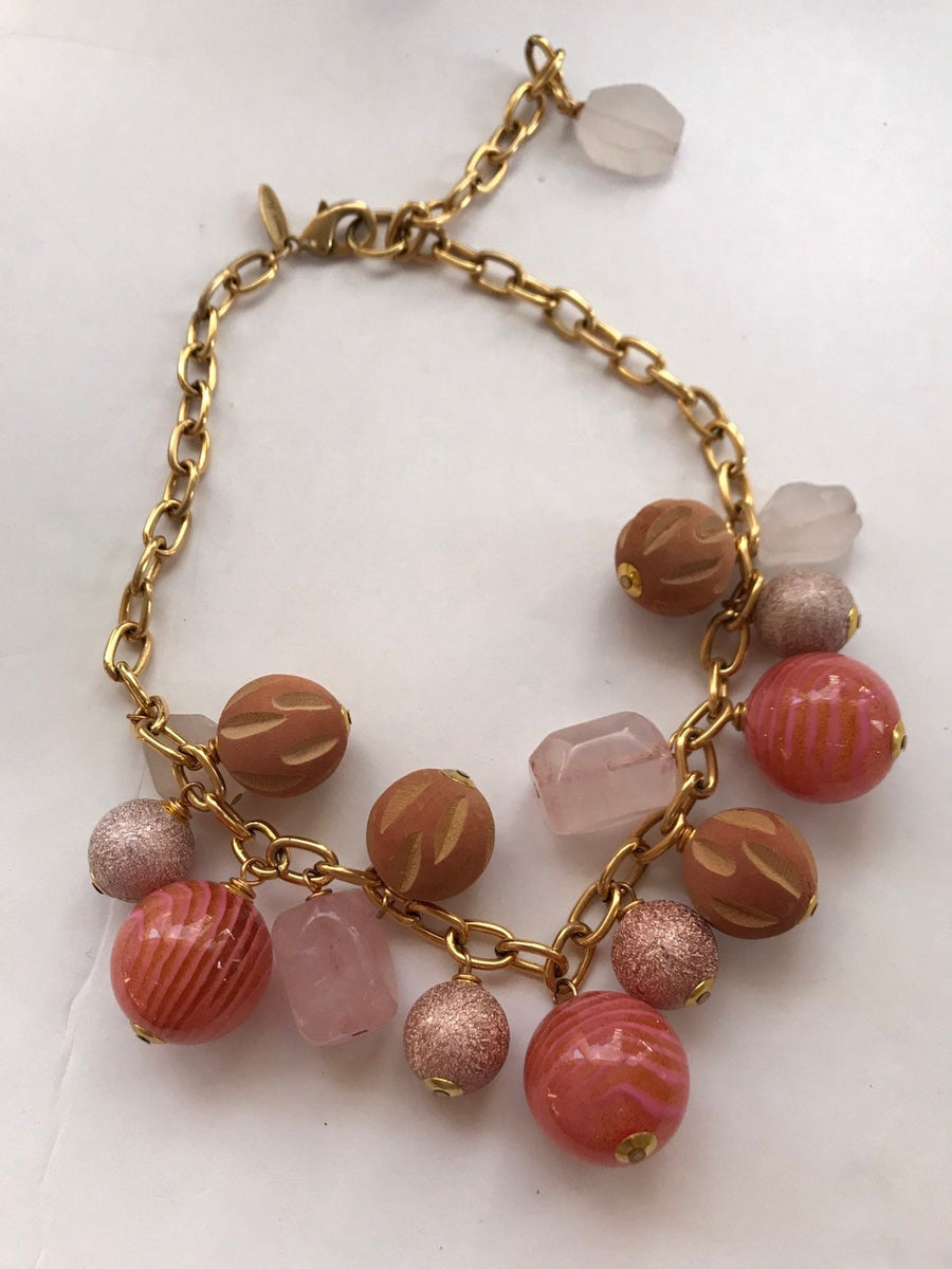 Lenora Dame Pink Agate Bauble Necklace