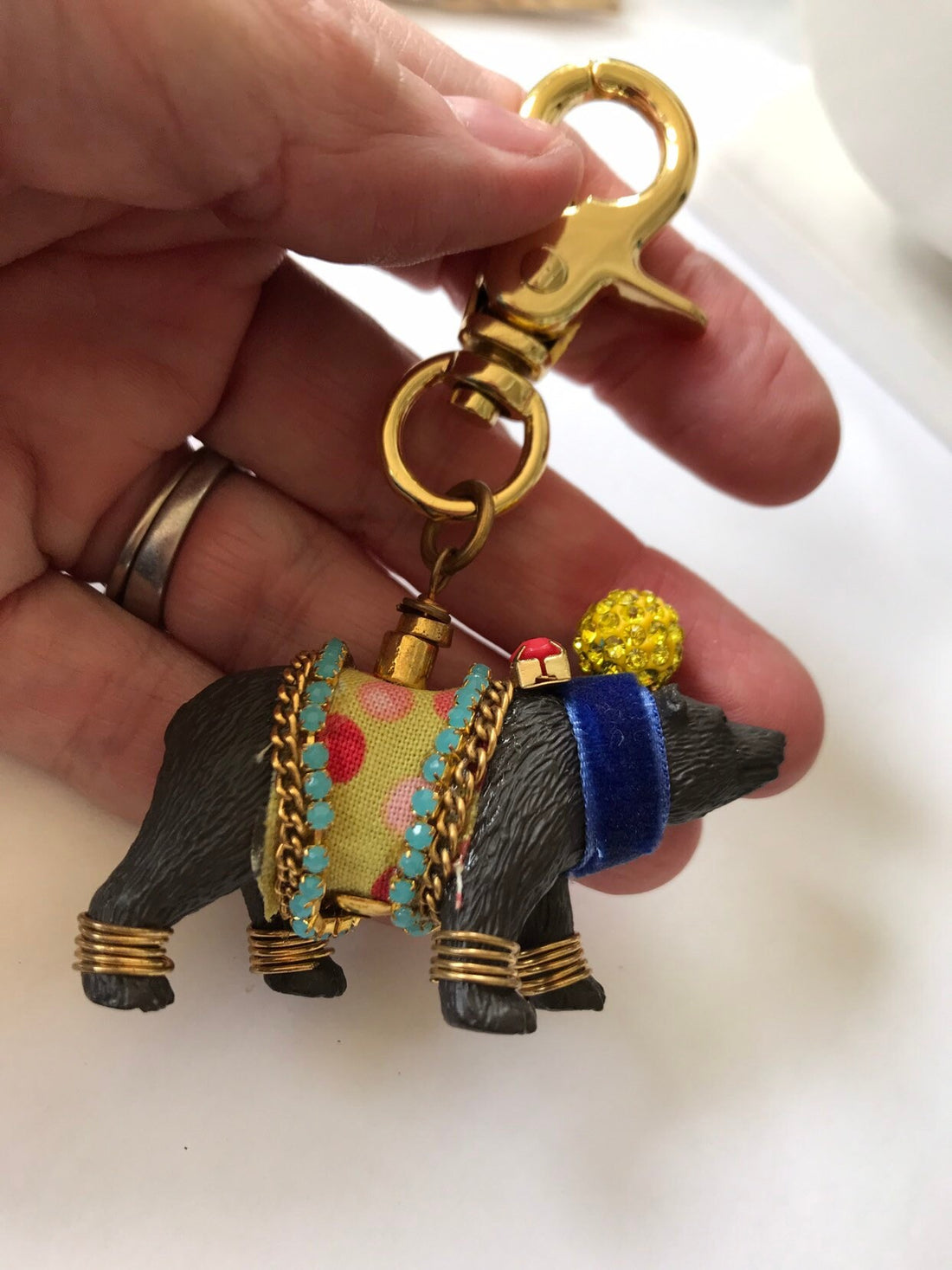Lenora Dame Circus Bear Keychain Charm