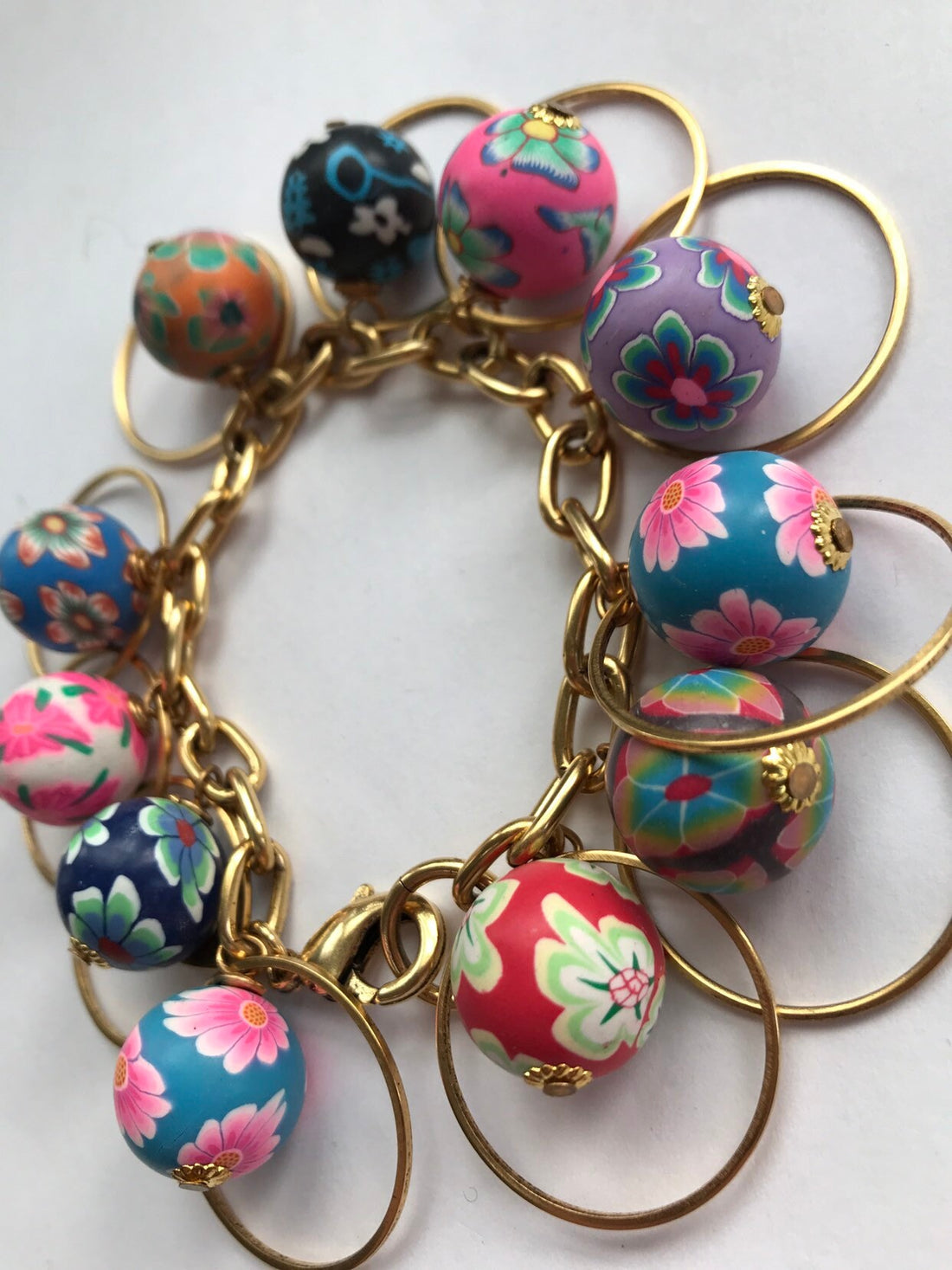 Lenora Dame Floral Bead Hoop Bracelet
