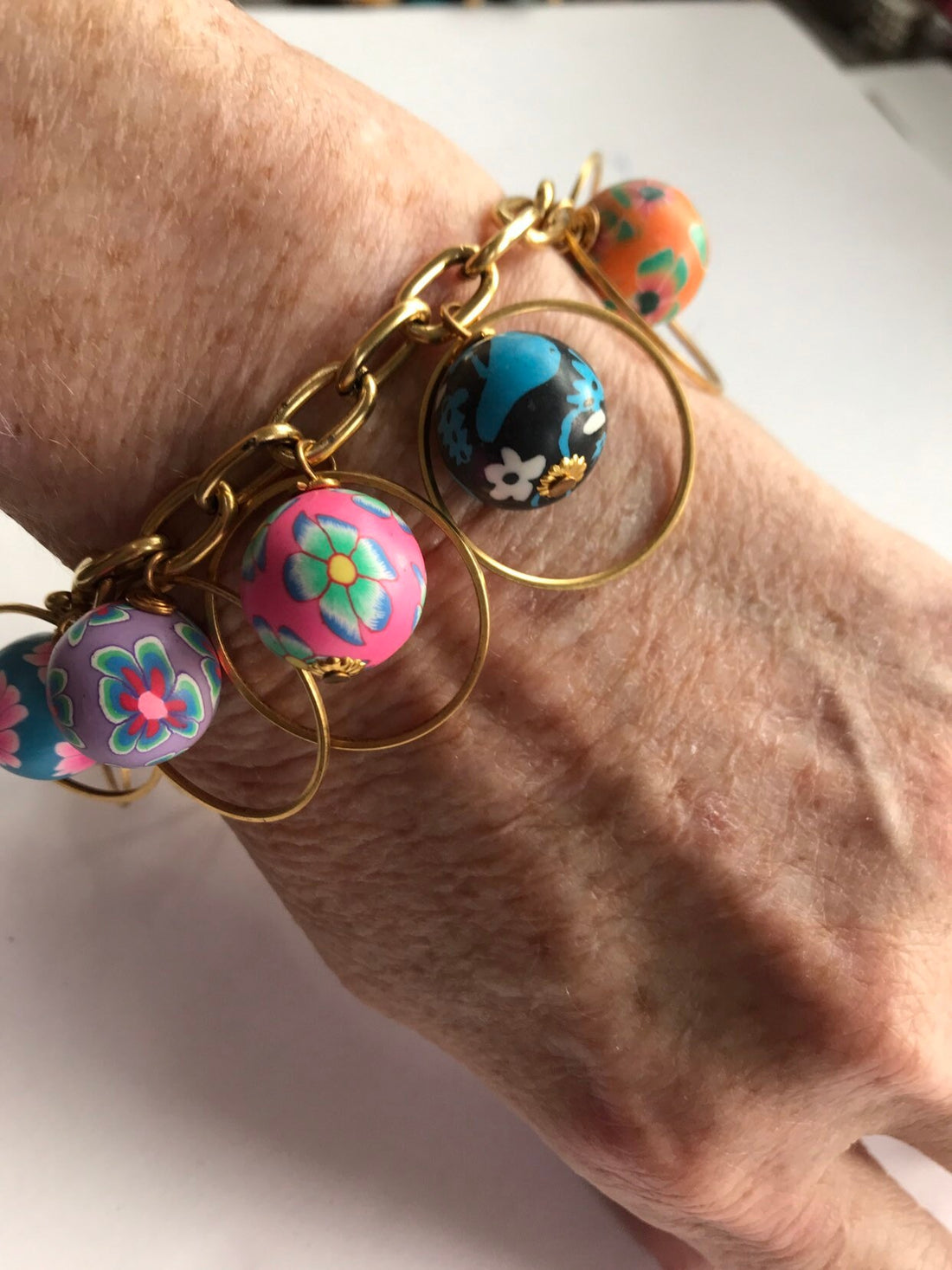 Lenora Dame Floral Bead Hoop Bracelet