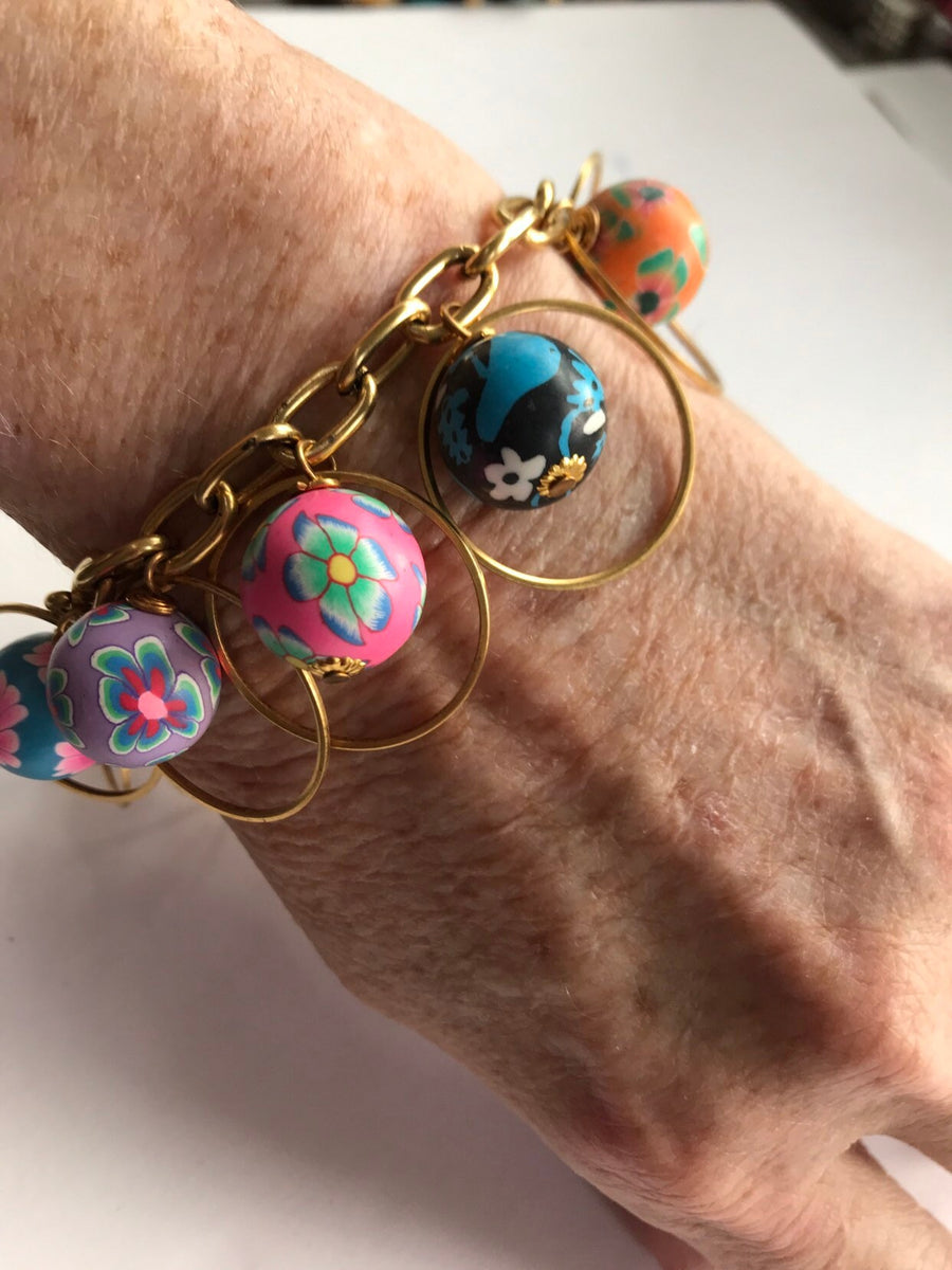 Lenora Dame Floral Bead Hoop Bracelet