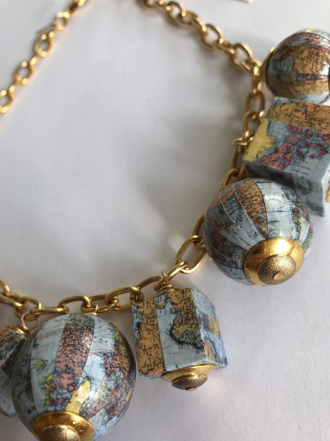 Lenora Dame Wanderlust Traveler Vintage Map Charm Necklace