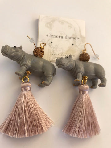 Lenora Dame Blush Tassel Hippo Earrings