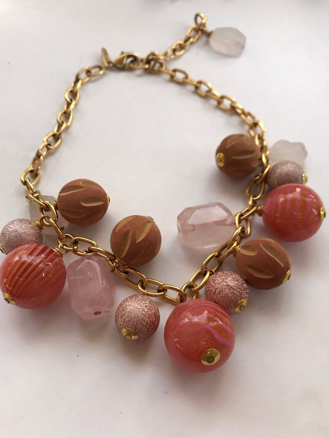 Lenora Dame Pink Agate Bauble Necklace