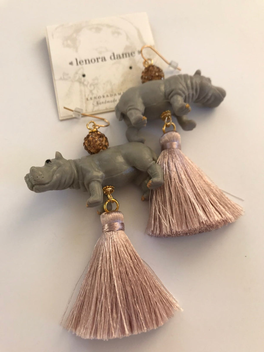 Lenora Dame Blush Tassel Hippo Earrings