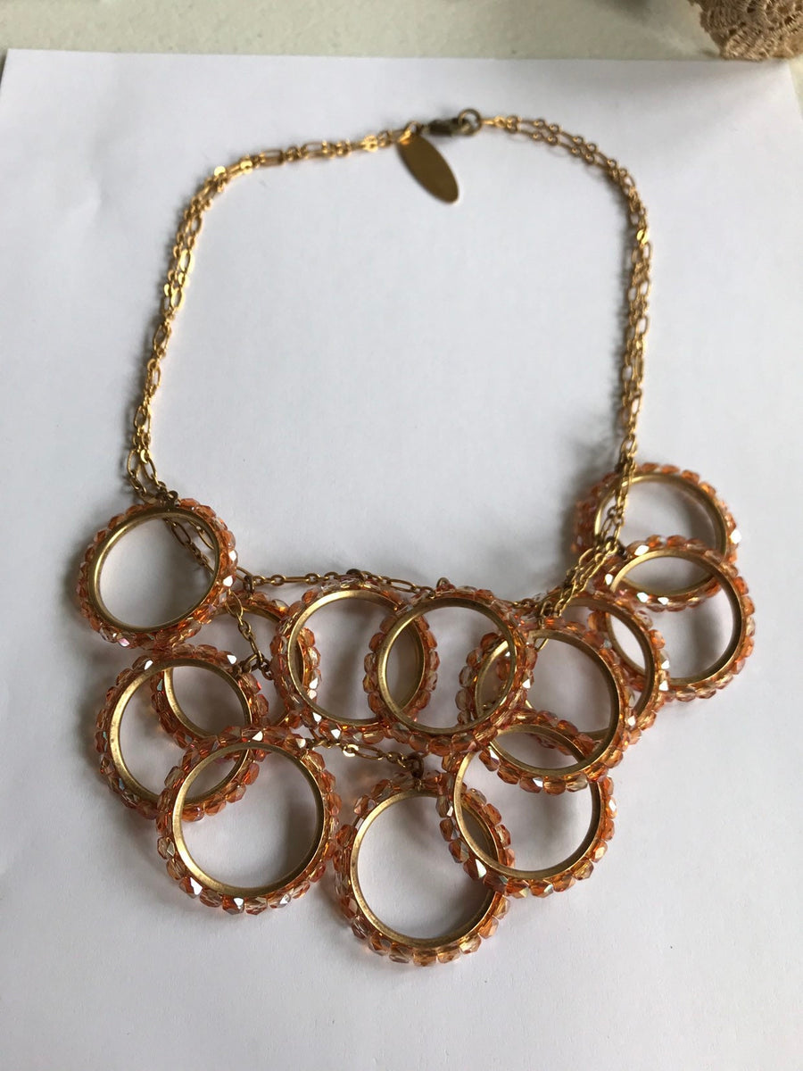 Lenora Dame Blush Crystal Ring Bib Necklace