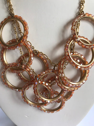 Lenora Dame Blush Crystal Ring Bib Necklace