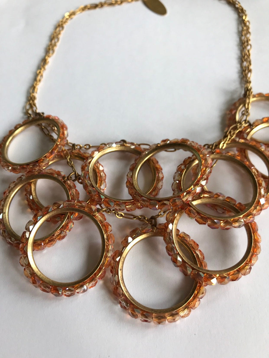 Lenora Dame Blush Crystal Ring Bib Necklace
