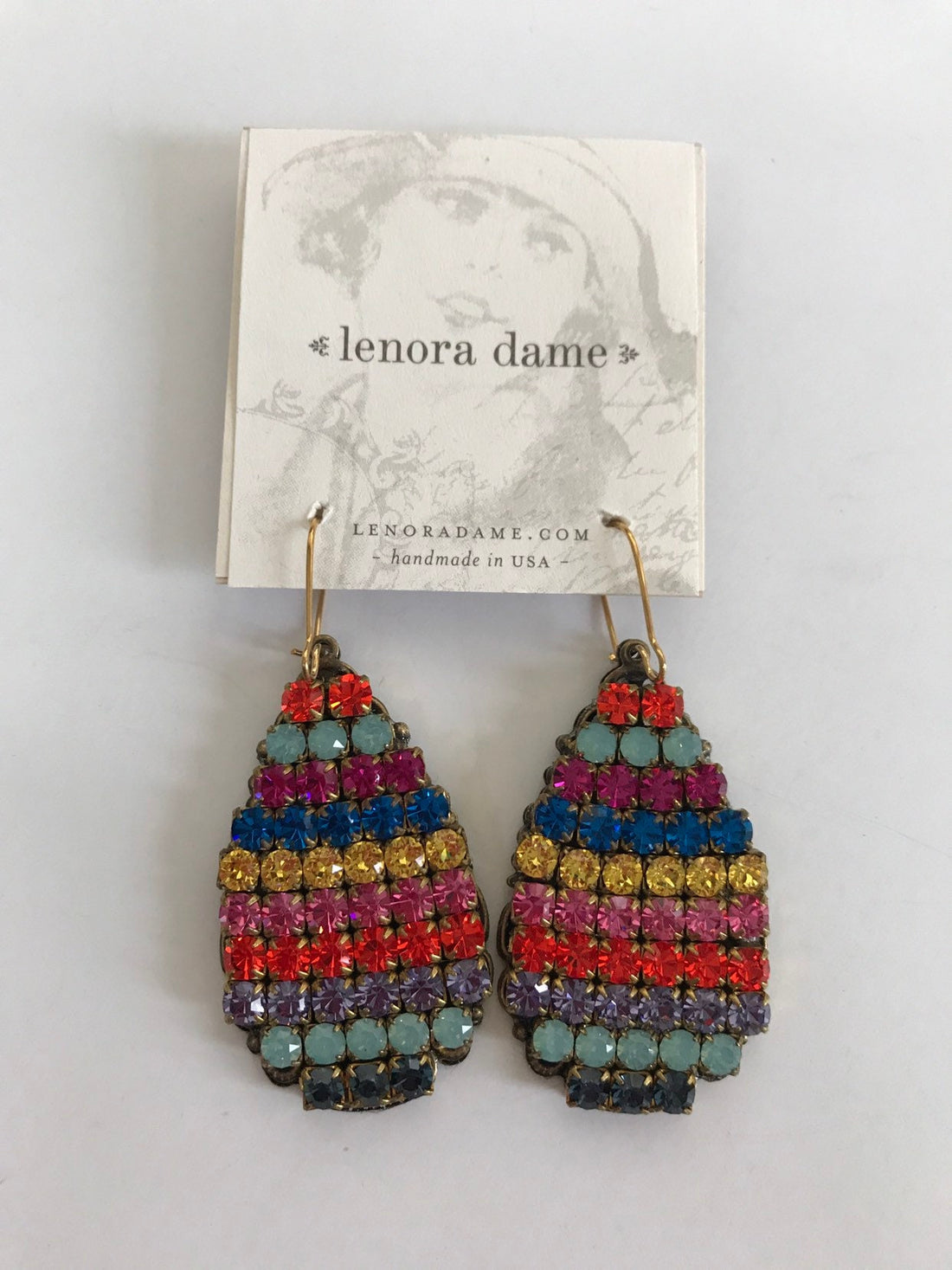 Lenora Dame Rainbow Rhinestone Teardrop Earrings