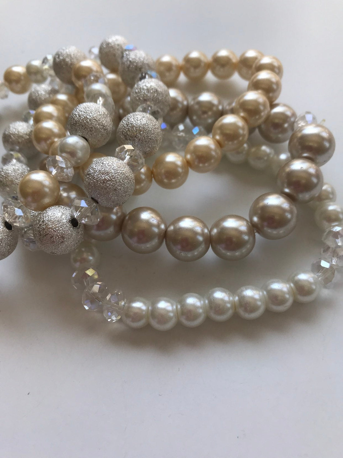 Lenora Dame 5-Piece Iconic Pearl + Crystal Stretch Bracelet Set