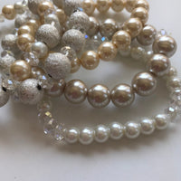Lenora Dame 5-Piece Iconic Pearl + Crystal Stretch Bracelet Set