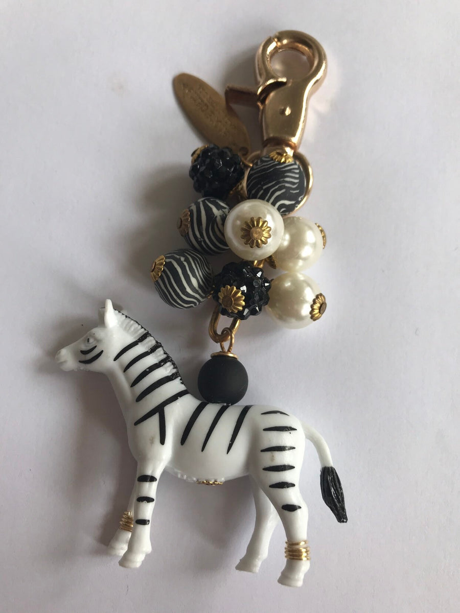 Lenora Dame Zebra Purse and Bag Charm - Keychain Charm