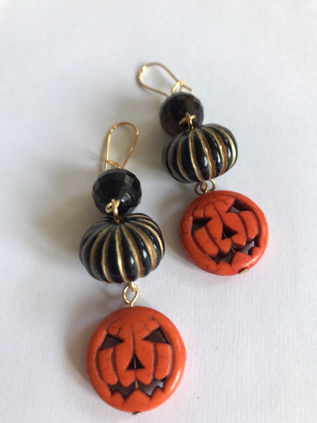 Lenora Dame Black Pumpkin Halloween Earrings