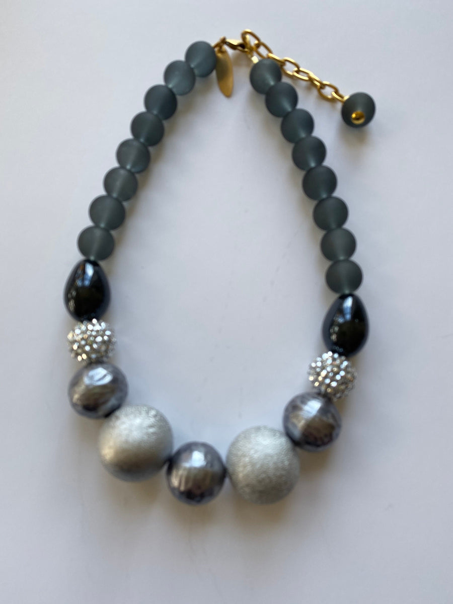 Lenora Dame Grey and Black Queen Mum Choker Statement Necklace