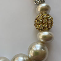 Lenora Dame Pearl + Rhinestone Queen Mum Choker Necklace