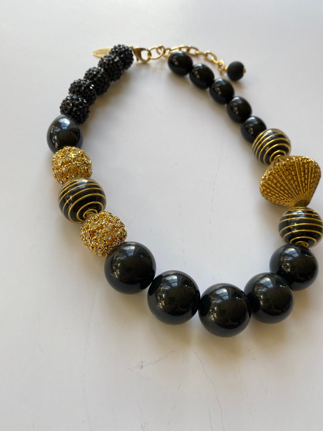 Lenora Dame Black + Gold Queen Mum Choker Necklace