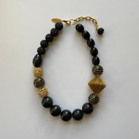 Lenora Dame Black + Gold Queen Mum Choker Necklace