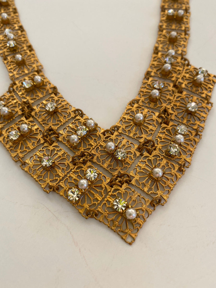 Lenora Dame Delicate Filagree Bib Necklace